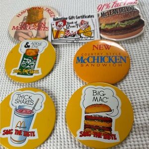 Vintage 1980’s McDonalds Pin-Back Buttons - Sing the Taste Nuggets Mclean deluxe